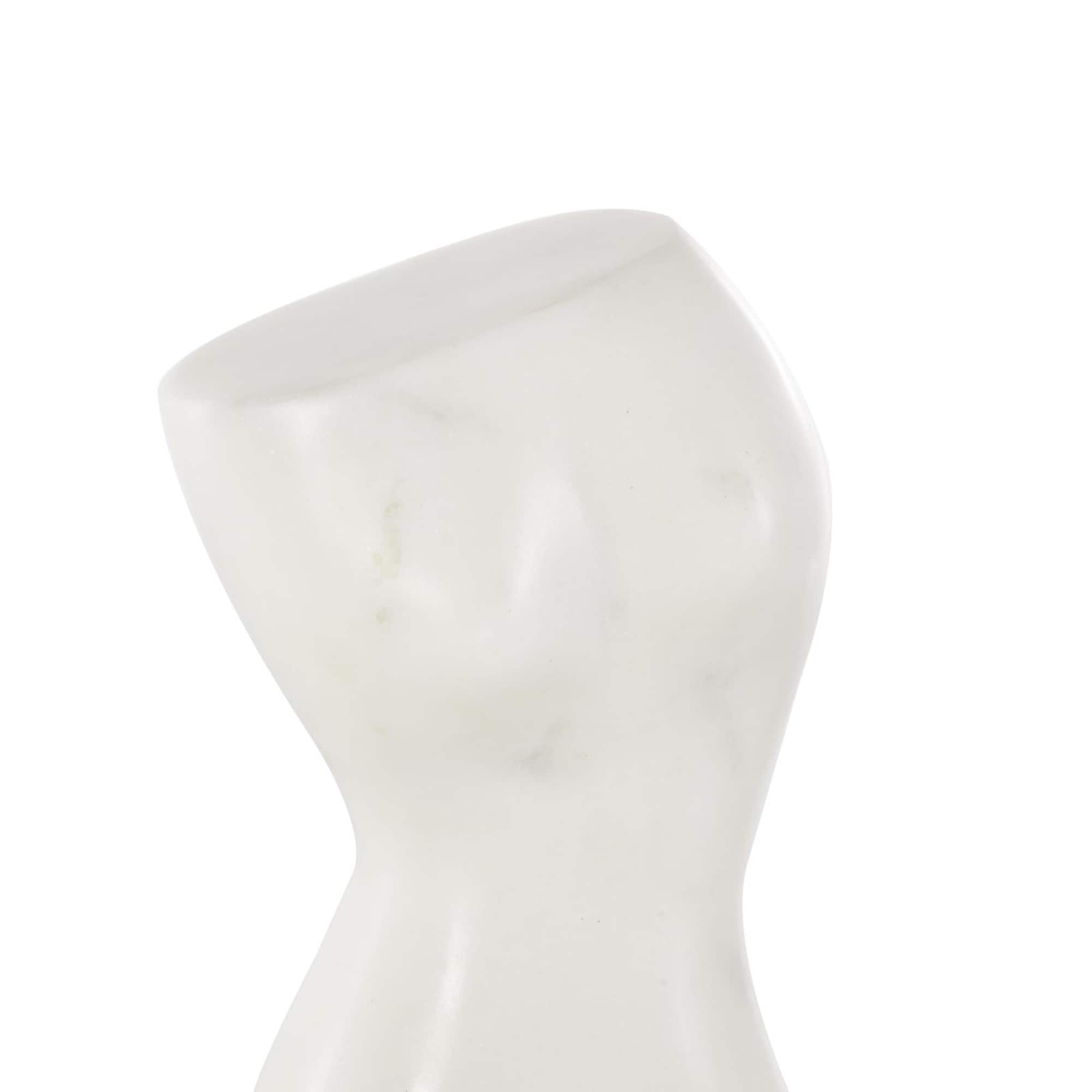 11" Marble Abstract Female Form Sculpture with Black Block Base